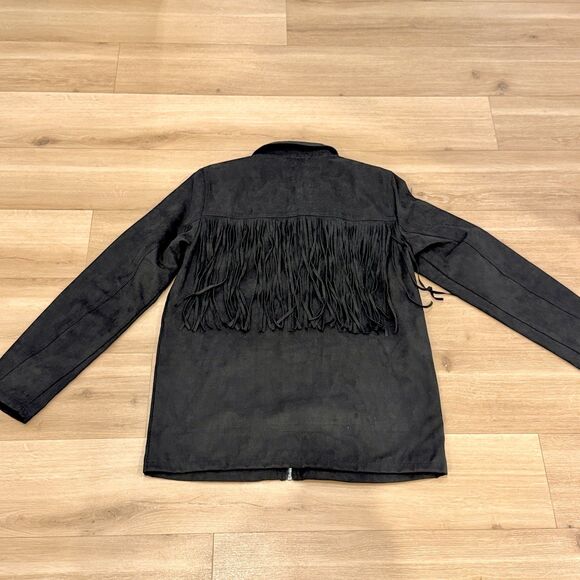 NWT* WeWoreWhat Vegan Suede Fringe Jacket - Women's Medium - Picture 9 of 10